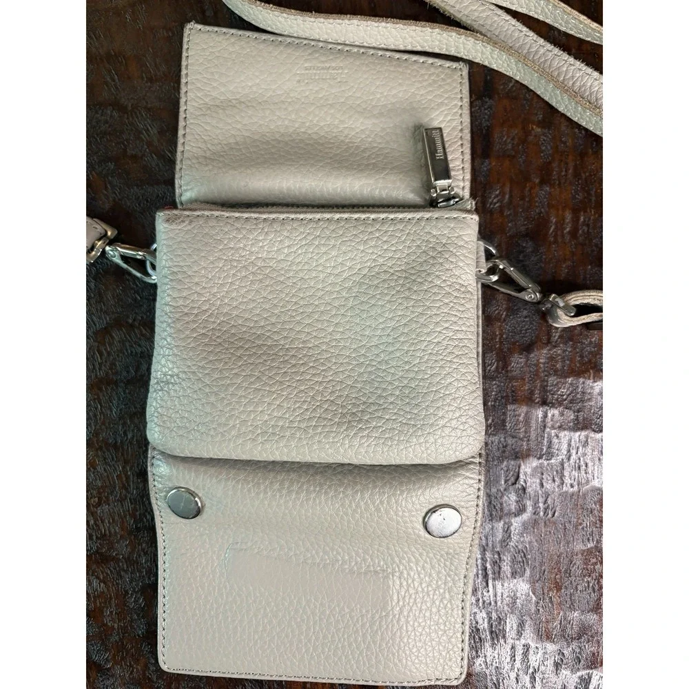 Hammitt Crossbody Wallet Mini Purse Pebbled Leather Red Lining Silver Hardware
